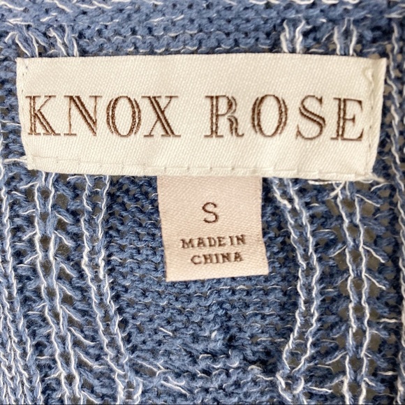 KNOX ROSE Open Weave Blue Draped Waterfall Front Cardigan Hi-low Small - Picture 6 of 8